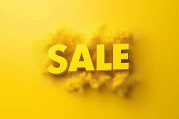 Wall Mural - 3D text SALE  on yellow background with a yellow powder splash