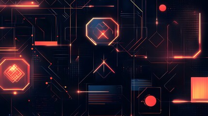 glowing circuit board design with futuristic look and tech symbols