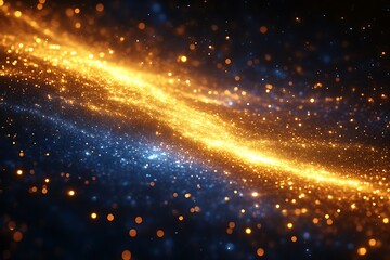Wall Mural - Glowing particles create a vibrant golden and blue celestial pattern