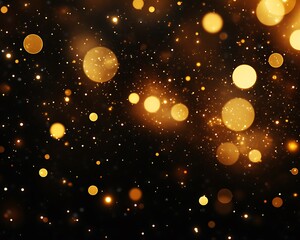 Wall Mural - Glowing golden orbs and scattered white specks create a dark backdrop