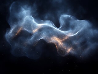 Wall Mural - abstract illustration displaying nebulous forms with scattered glowing particles