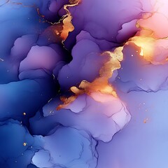 Wall Mural - Abstract fluid art design featuring flowing blue and purple hues