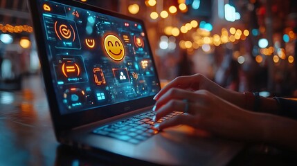 Hand on Laptop: Digital Connection
