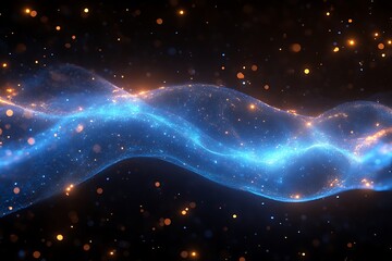 Wall Mural - abstract image featuring a glowing blue and gold energy wave
