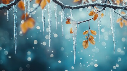 Wall Mural - Winter Icicles on Frozen Branches

