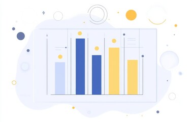 Wall Mural - bar graph showing sales data for an online store with blue and yellow bars on a light background