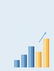Wall Mural - bar graph showing sales data for an online store with blue and yellow bars on a light background