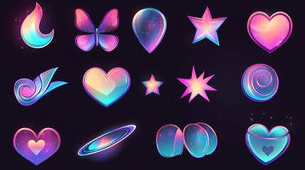 Wall Mural - themed isolated holographic icons