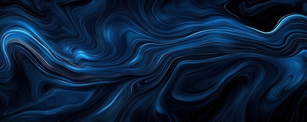 Wall Mural - a dark abstract background with streaks of blue light that swirl and curve creating a hypnotic and d