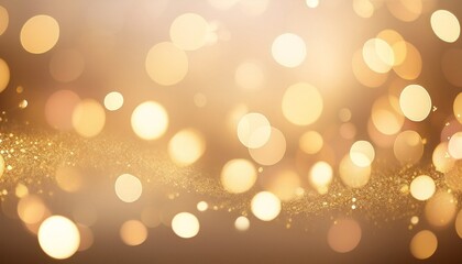 Wall Mural - dreamy champagne gold bokeh background with softly blurred glowing lights background