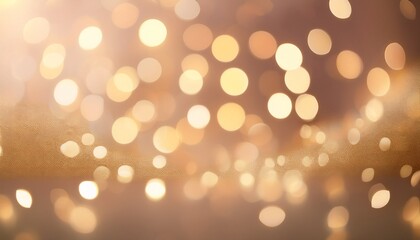 Wall Mural - dreamy champagne gold bokeh background with softly blurred glowing lights background