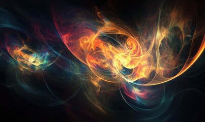 Wall Mural - abstract smoke swirls in dark atmosphere
