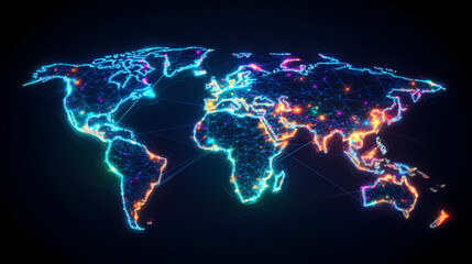 Wall Mural - glowing global map