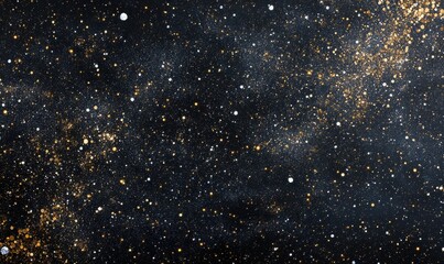 Wall Mural - glittering starry sky pattern with thousands of tiny white and gold stars on a deep navy background,