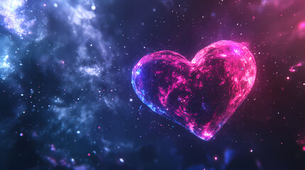 Wall Mural - tiny glowing heart particles floating in space, cosmic, glow, cosmic. cosmic glow. illustration