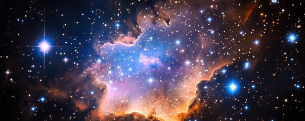 Wall Mural - vibrant image of cosmic nebula featuring array of colors like blue, purple, and orange, showcasing b