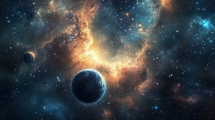 Canvas Print - cosmic nebulae and planets: a stunning deep space exploration image
