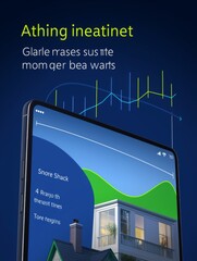 Wall Mural - animated graph of traffic and website annotations with blue background and white text box