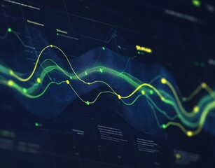 Wall Mural - animated graph of traffic and website annotations with blue background and white text box