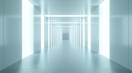 Futuristic White Corridor: Illuminated Pathway to Modern Architectural Design