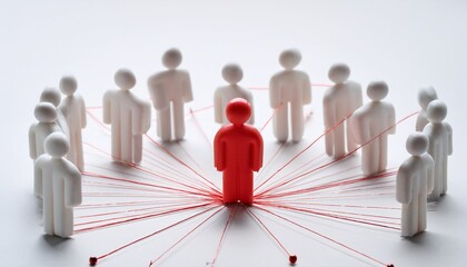 a red figure surrounded by other white figures, all interconnected with red lines, highlighting the 