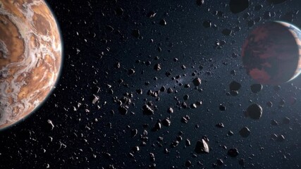 Wall Mural - explore the vastness of space with stunning asteroid fields and distant planets