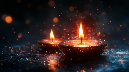 Wall Mural - Candles in the church on a black background