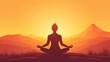 © Matt - Silhouette of a person meditating against a serene mountain backdrop at sunset with warm orange and red hues