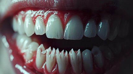Wall Mural - extreme close-up of human teeth and gums