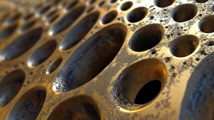 Wall Mural - abstract golden metal texture: 3d render of intricate surface