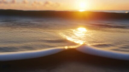Wall Mural - serene sunset over ocean golden reflections on water create tranquil atmosphere as sun sets on horiz