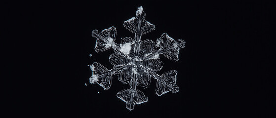 Poster - Macro shot of snowflake highlighting its delicate texture and intricate design