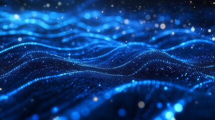Wall Mural - abstract blue digital wave particle background texture design futuristic technology illustration
