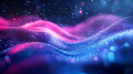 Wall Mural - abstract blue and pink particle wave digital art background illustration