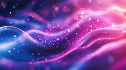 Wall Mural - abstract cosmic nebula waves pink blue glitter sparkle galaxy digital art
