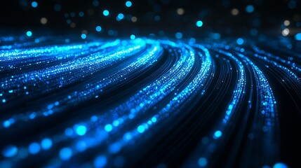 Wall Mural - abstract blue glowing particle streams digital art background: a mesmerizing swirl of vibrant blue l
