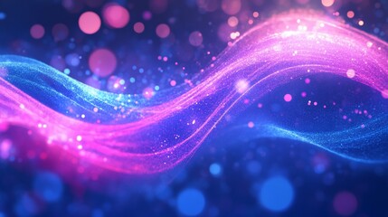 Wall Mural - abstract pink and blue glowing waves digital art background texture