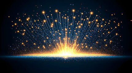 Wall Mural - Dynamic Explosive Display of Colorful Sparkles and Bright Lights Against a Dark Background
