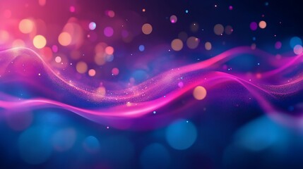 Wall Mural - abstract pink and blue wave with glowing particles digital art background
