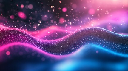 Wall Mural - abstract pink and blue particle wave background digital art