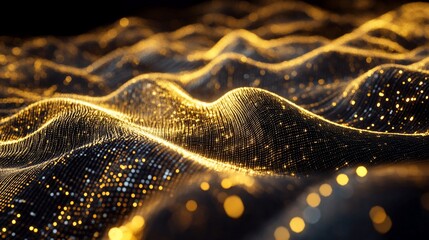 Wall Mural - golden glittering waves abstract background digital art luxurious texture sparkling illumination des