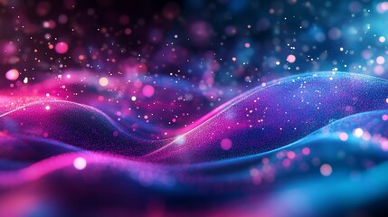 Wall Mural - abstract purple and blue glowing particle waves background digital art