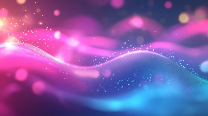 Wall Mural - abstract pink and blue particle wave background digital art design