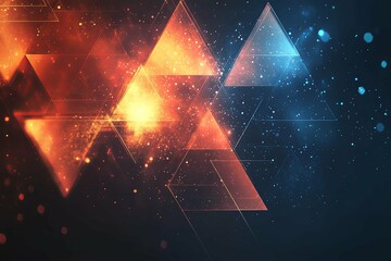 Wall Mural - colorful triangles with glowing light against a dark background