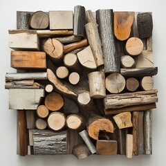 Wall Mural - wooden block sculpture: a rustic contemporary art