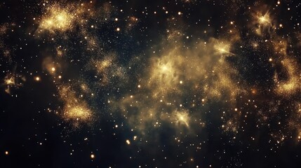 Wall Mural - ethereal golden nebula dazzling galaxy background with sparkling stars and cosmic dust