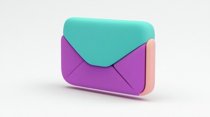 Wall Mural - 3d render of a colorful email icon, pastel shades, isolated on white background.