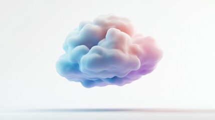 Wall Mural - abstract pastel-colored cloud-like shape floating on a white background.