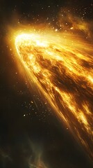 Wall Mural - 92. a large comet passing through the solar system, with a golden glow and a massive, sparkling tail