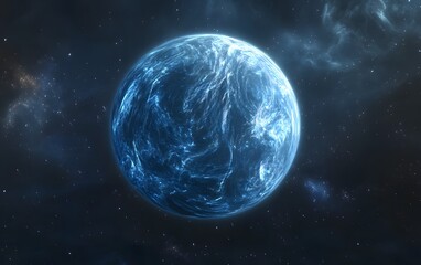 8. a rogue planet drifting in deep space, surrounded by faint, glowing nebulae and distant stars